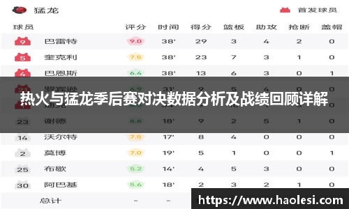 热火与猛龙季后赛对决数据分析及战绩回顾详解